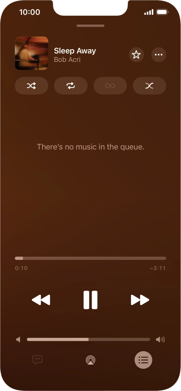 Press the shuffle icon to turn the function on or off. Press the shuffle icon to turn the function on or off.