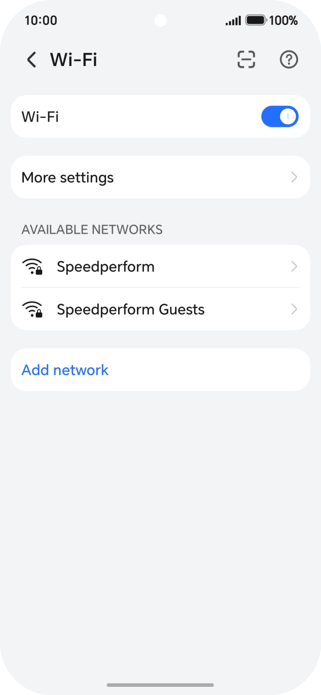Press the required WiFi network.