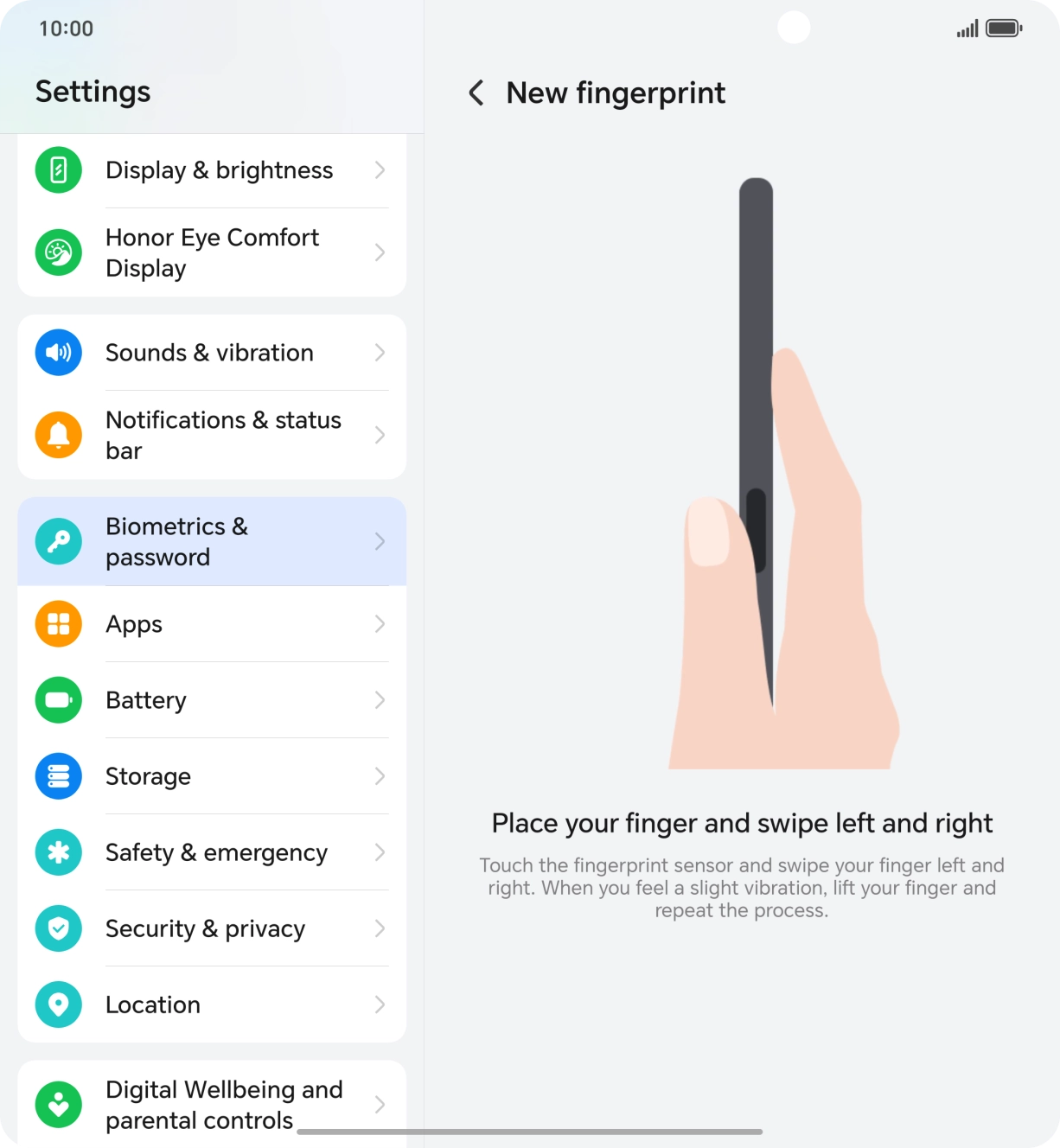 Follow the instructions on the screen to create the lock code using your fingerprint. Follow the instructions on the screen to create the lock code using your fingerprint.