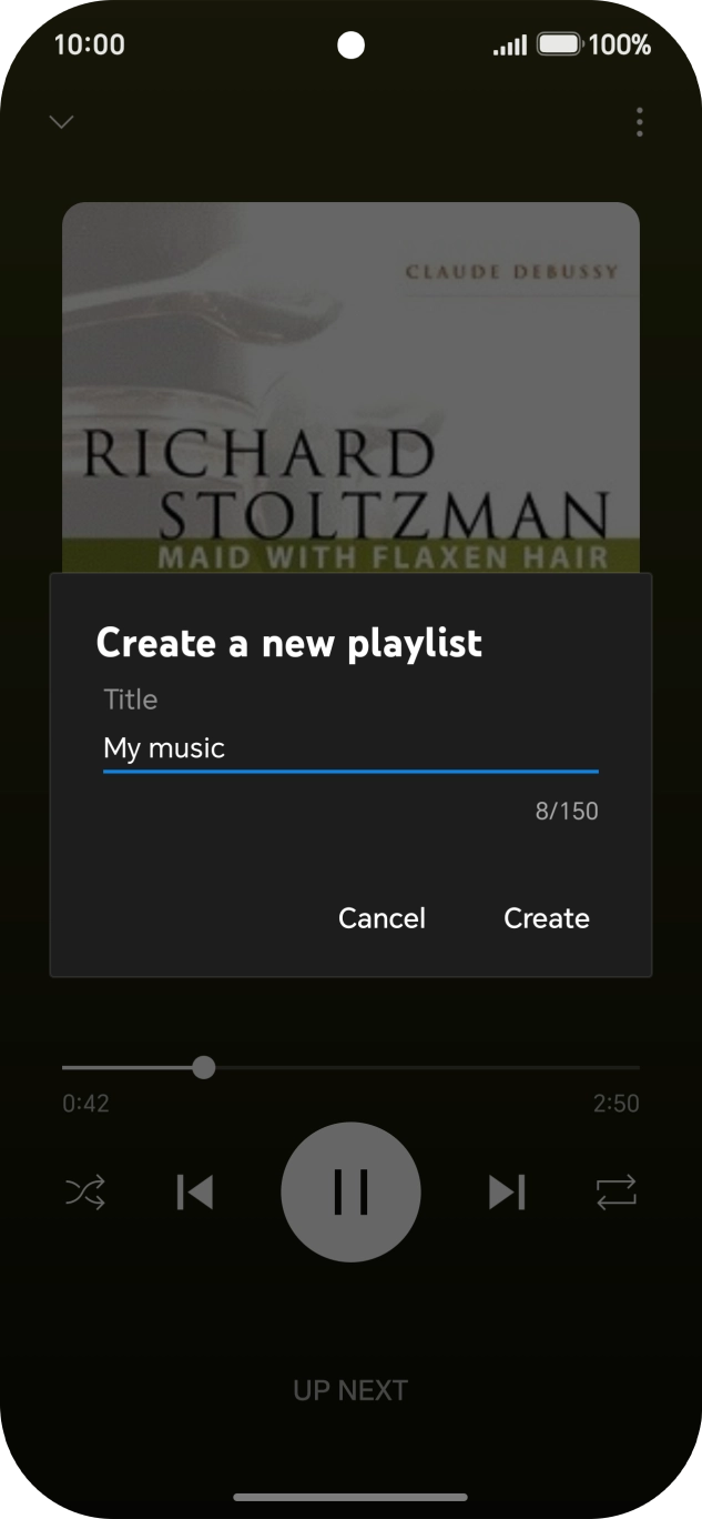 Key in a name for the playlist and press Create.