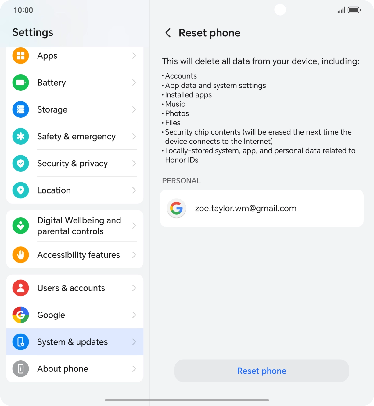 Press Reset phone.