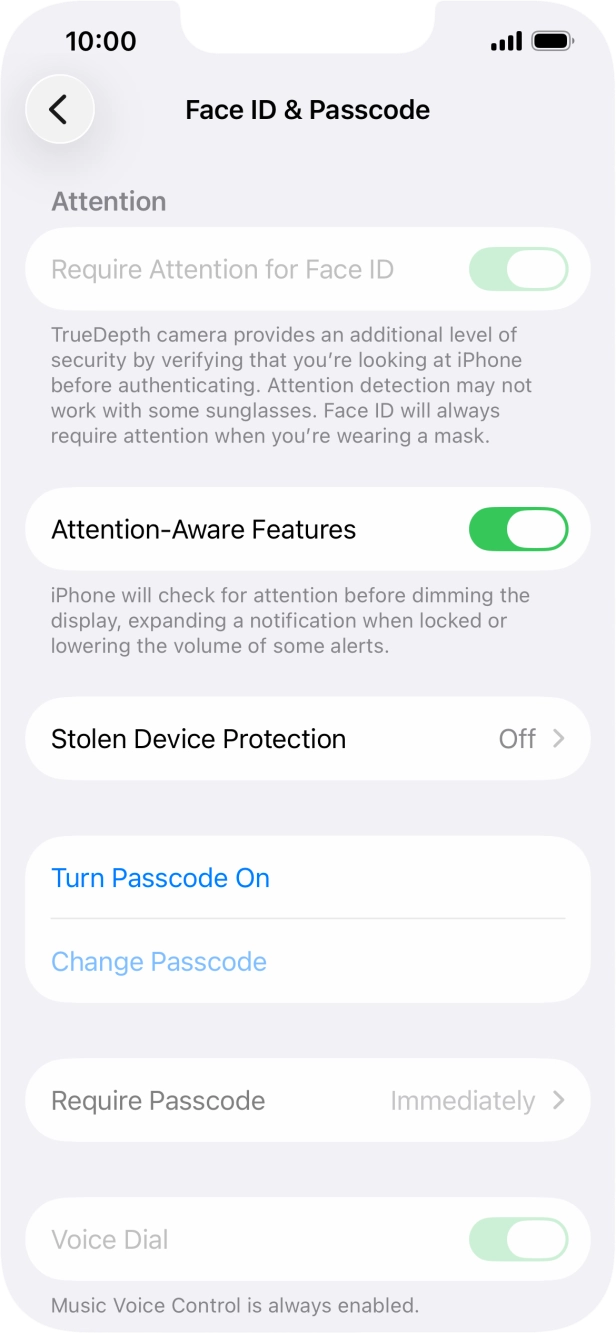 Press Turn Passcode On and key in a lock code of your own choice twice.