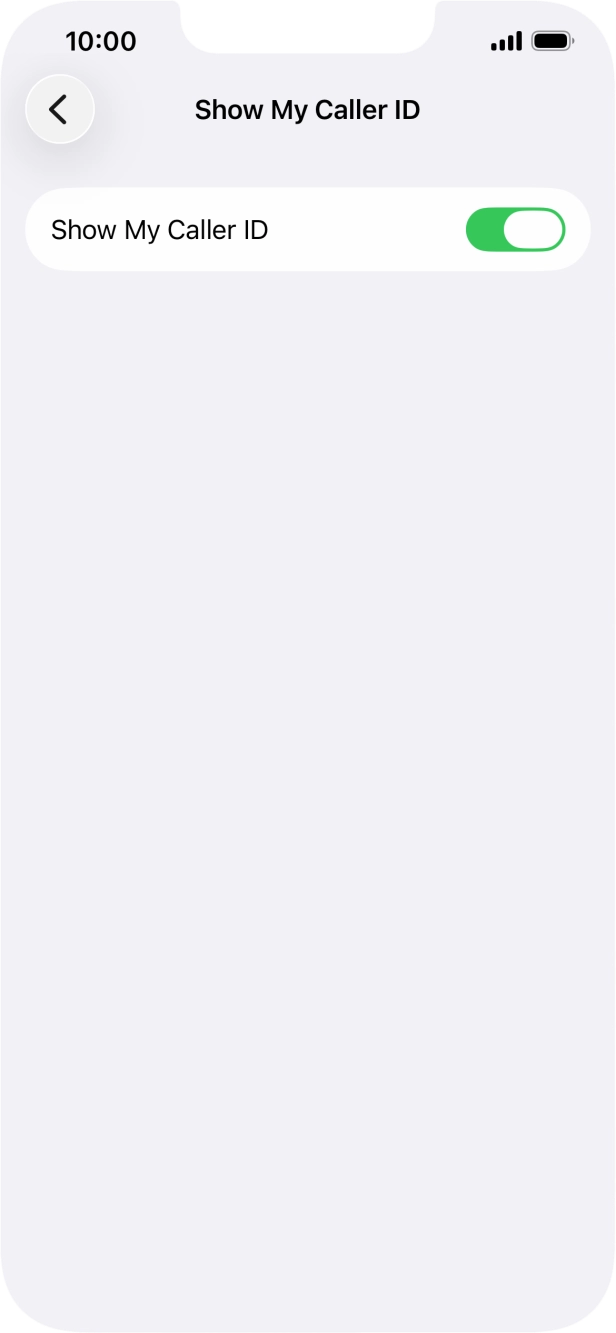 Press the indicator next to 'Show My Caller ID' to turn the function on or off. Press the indicator next to 'Show My Caller ID' to turn the function on or off.
