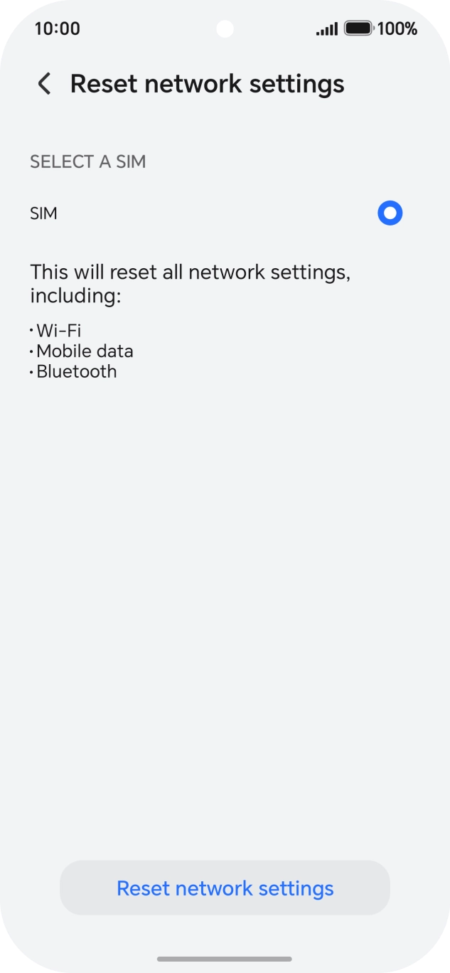 Press Reset network settings.