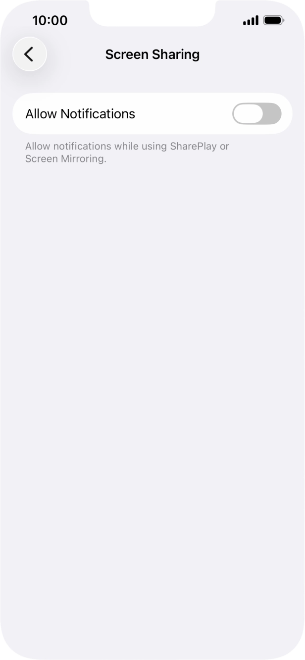 Press the indicator next to 'Allow Notifications' to turn the function on or off.