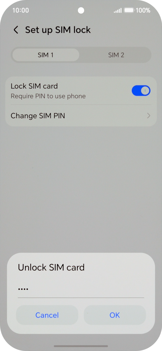 Key in your SIM PIN and press OK. The default SIM PIN is 0000.