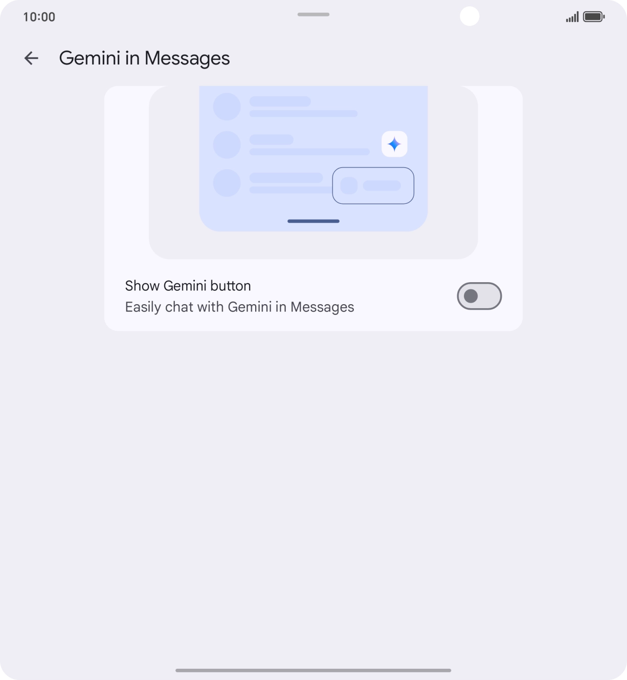 Press the indicator next to 'Show Gemini button' to turn on the function.
