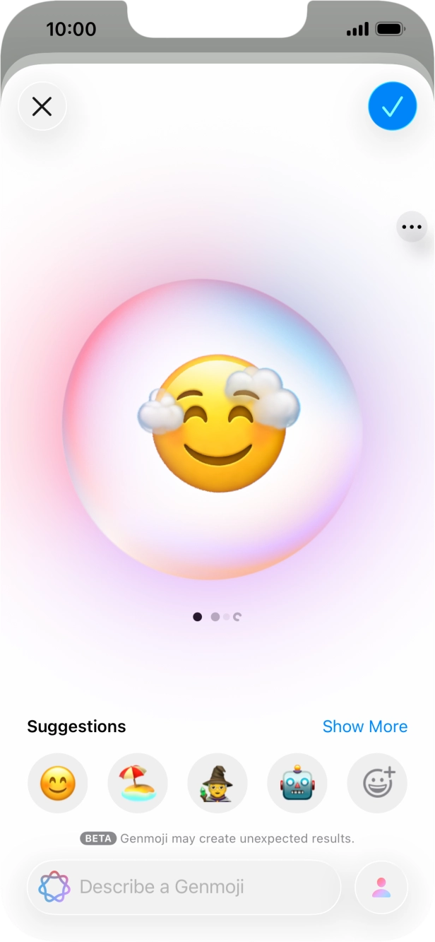 Slide your finger right or left on the screen to see the generated results. Slide your finger right or left on the screen to see the generated results.