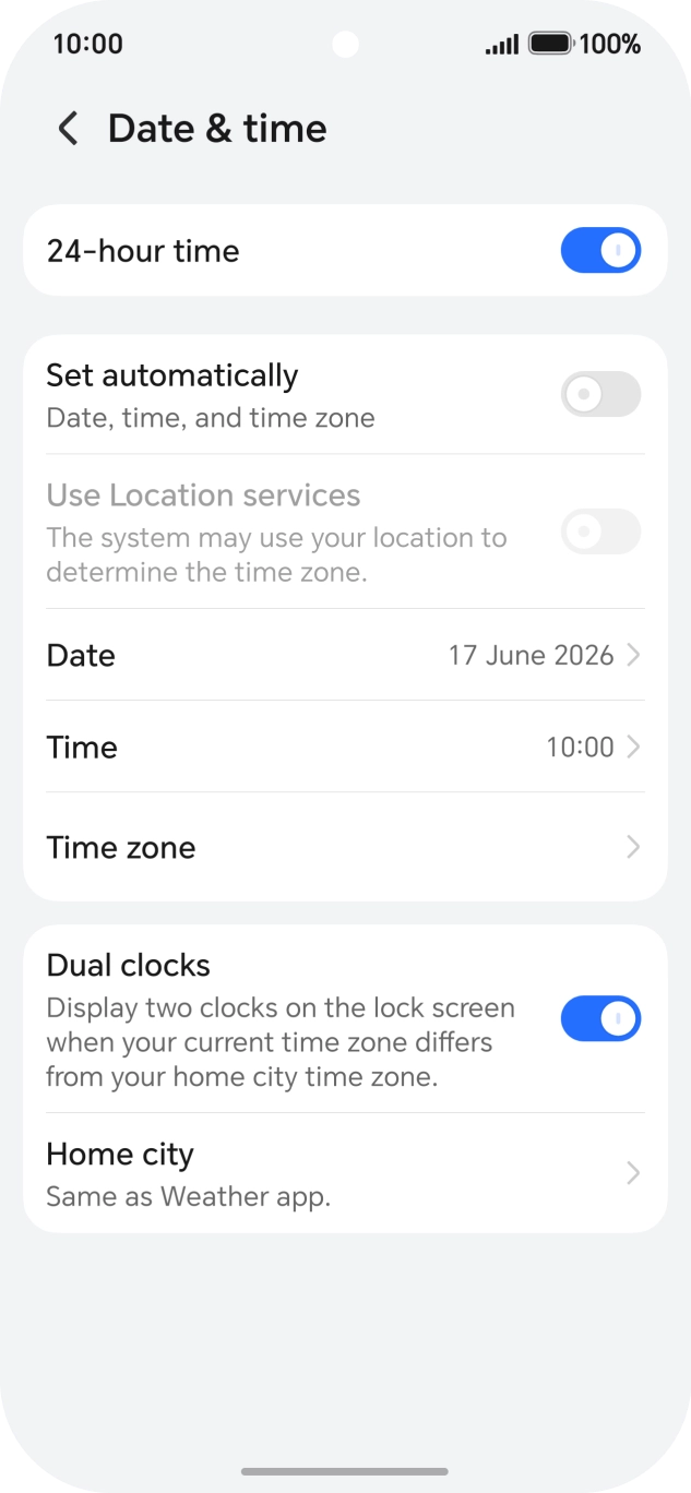 Press the indicator next to 'Set automatically' to turn on the function.