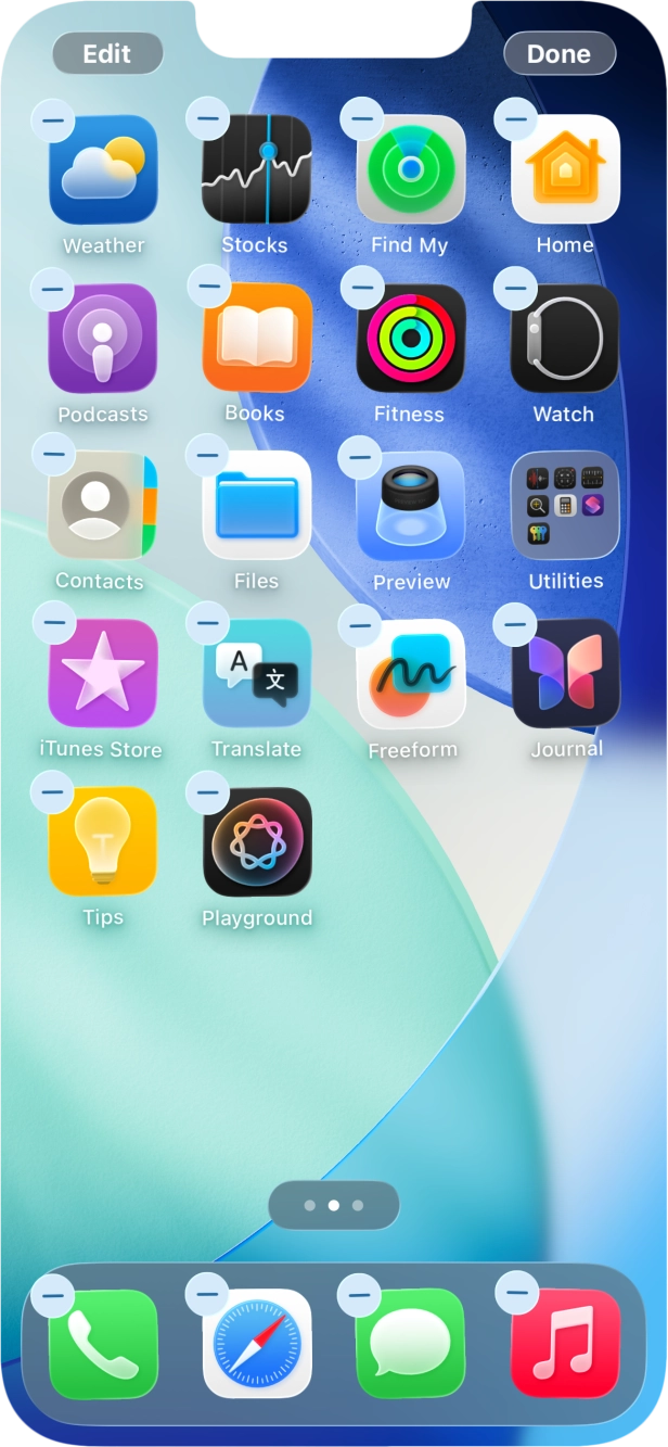 Press the home screen page icon. Press the home screen page icon.