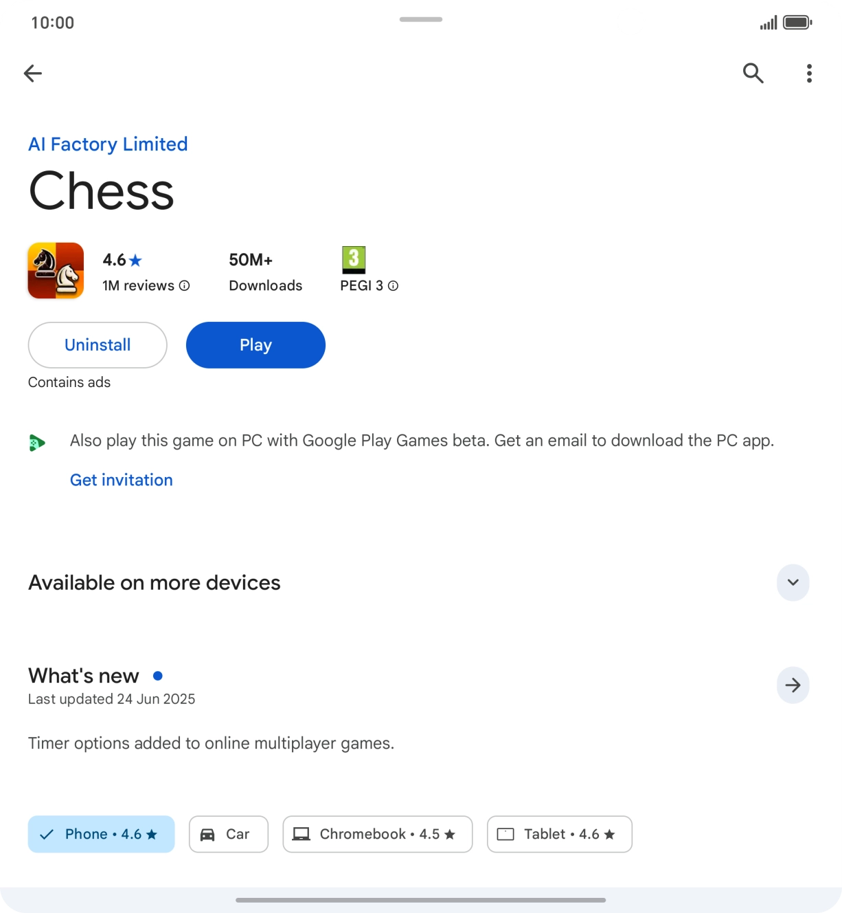 Press Uninstall.