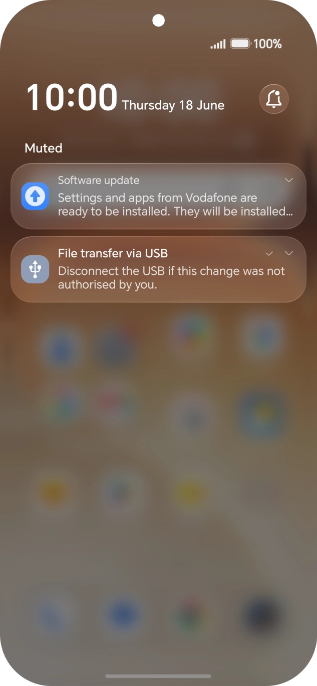 Press the USB icon.