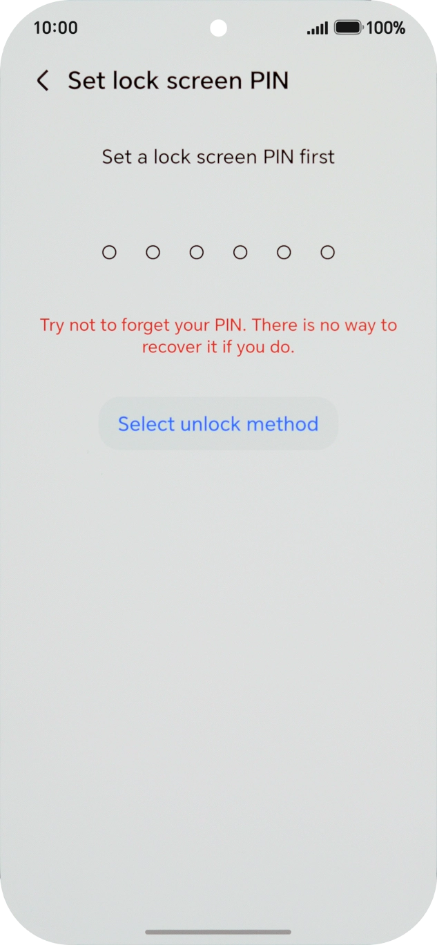Press Select unlock method.