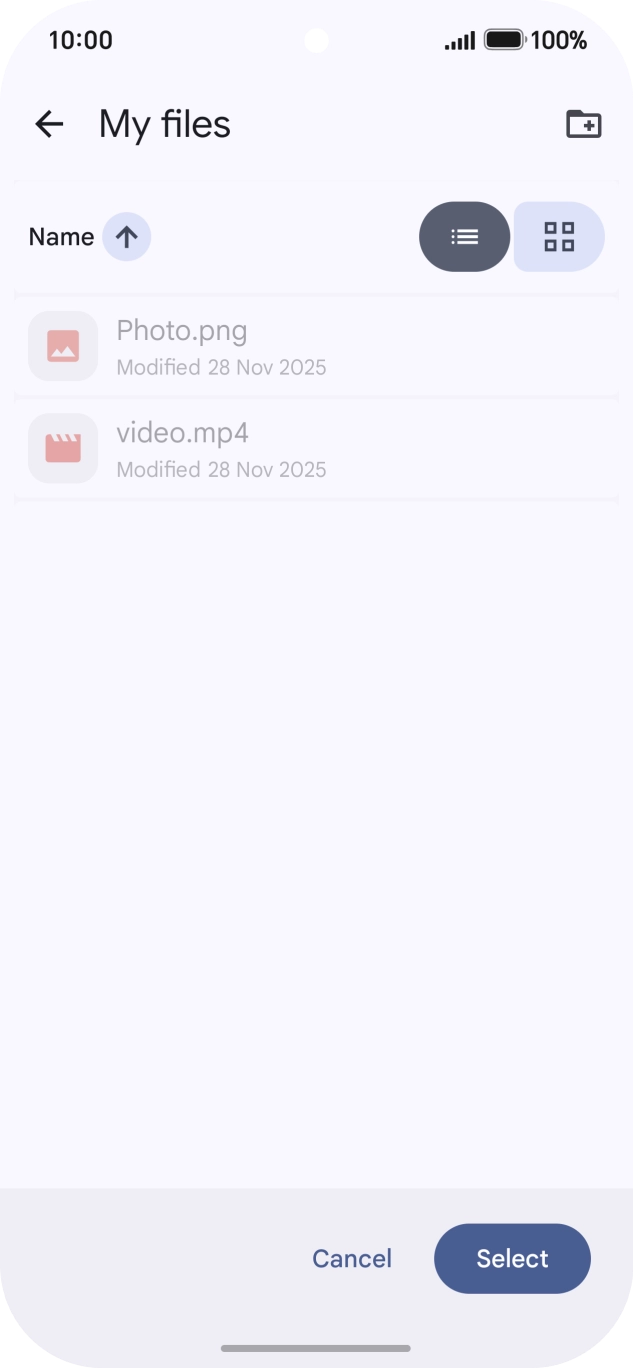 To create a new folder, press the new folder icon and follow the instructions on the screen to create a new folder.