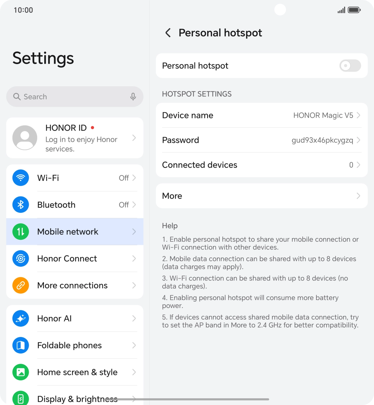 Press Device name and key in the required name for the WiFi hotspot.
