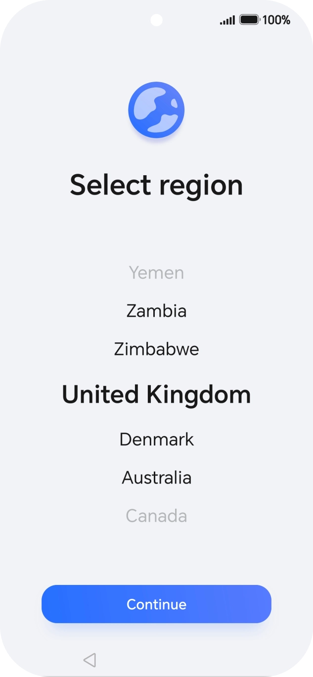 Press the required country or area.