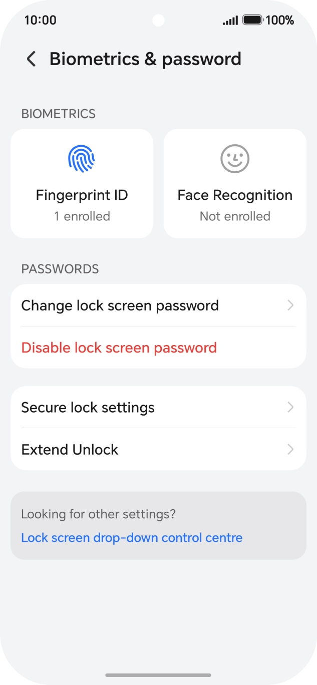 Press Disable lock screen password and key in the additional lock code you created earlier.