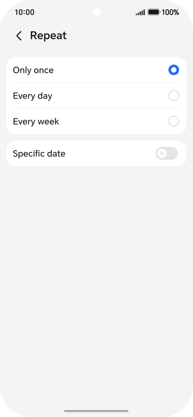 Press the required setting.
