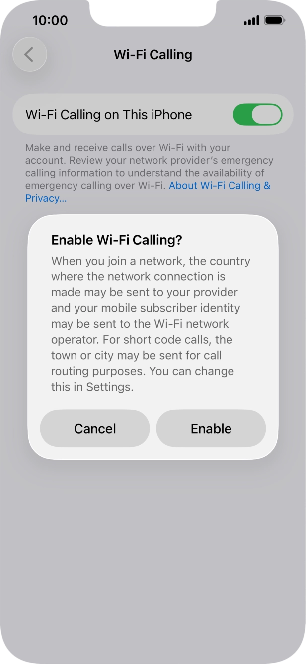If you turn on the function, press Enable.