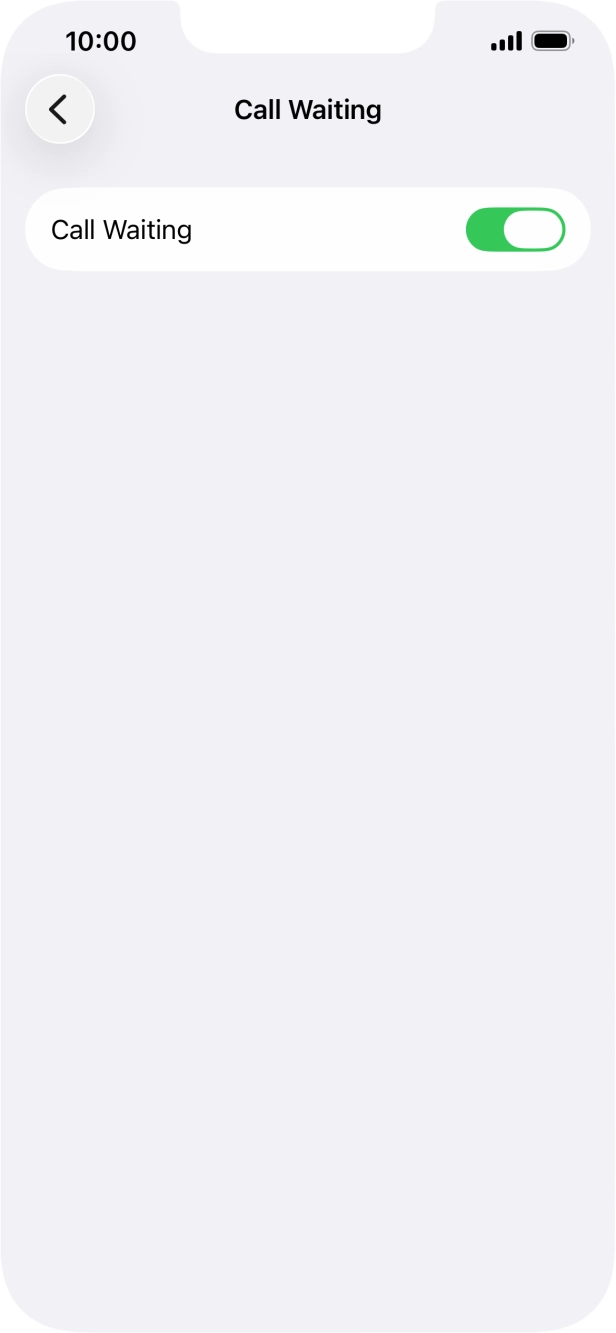 Press the indicator next to 'Call Waiting' to turn the function on or off.