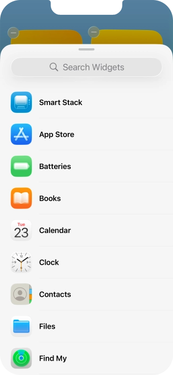 Press the required widget. Press the required widget.