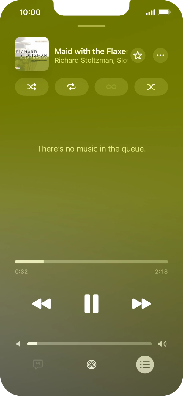 Press the shuffle icon to turn the function on or off. Press the shuffle icon to turn the function on or off.