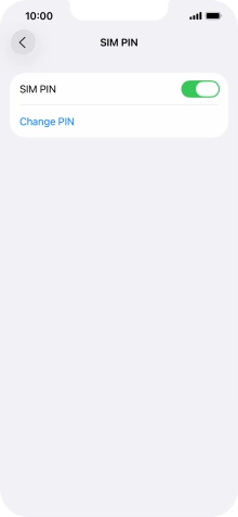 Press the indicator next to 'SIM PIN' to turn the function on or off.