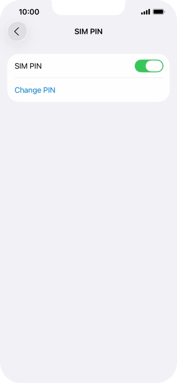 Press the indicator next to 'SIM PIN' to turn the function on or off.