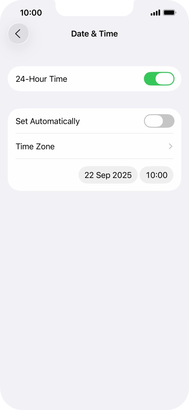 Press the indicator next to 'Set Automatically' to turn on the function.