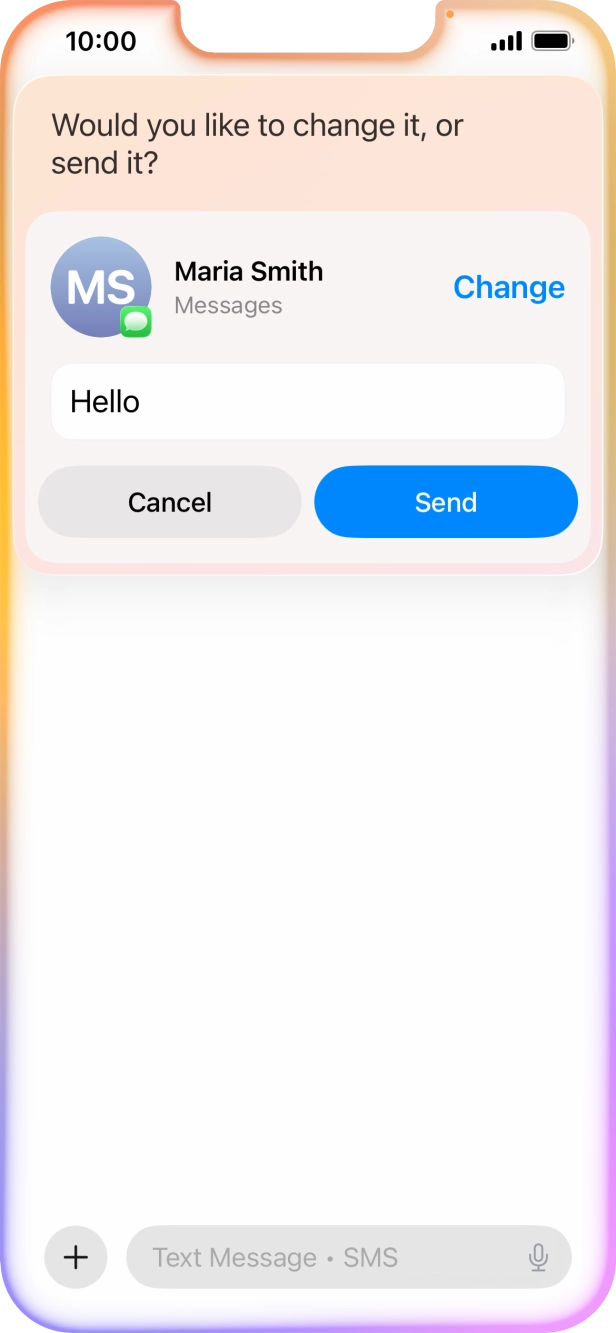 If an app is open on your phone, such as Messages, you can also use the functions available here, e.g.: REPLY [text].