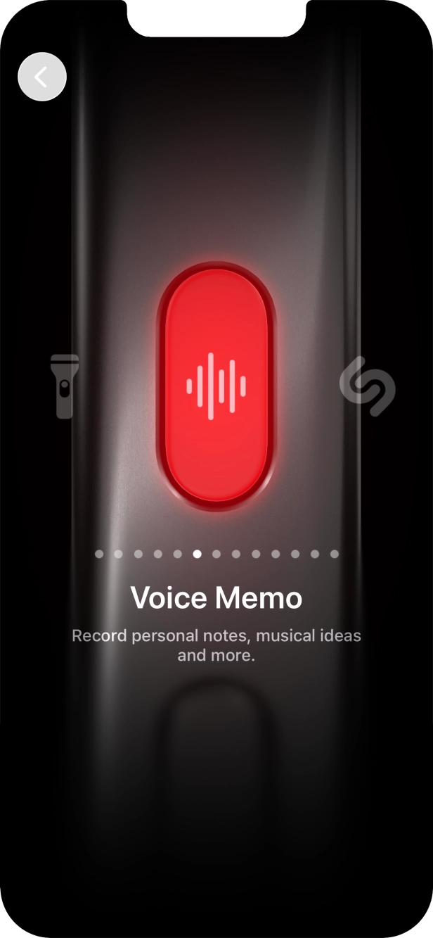 Slide your finger right or left on the screen to select the required function.