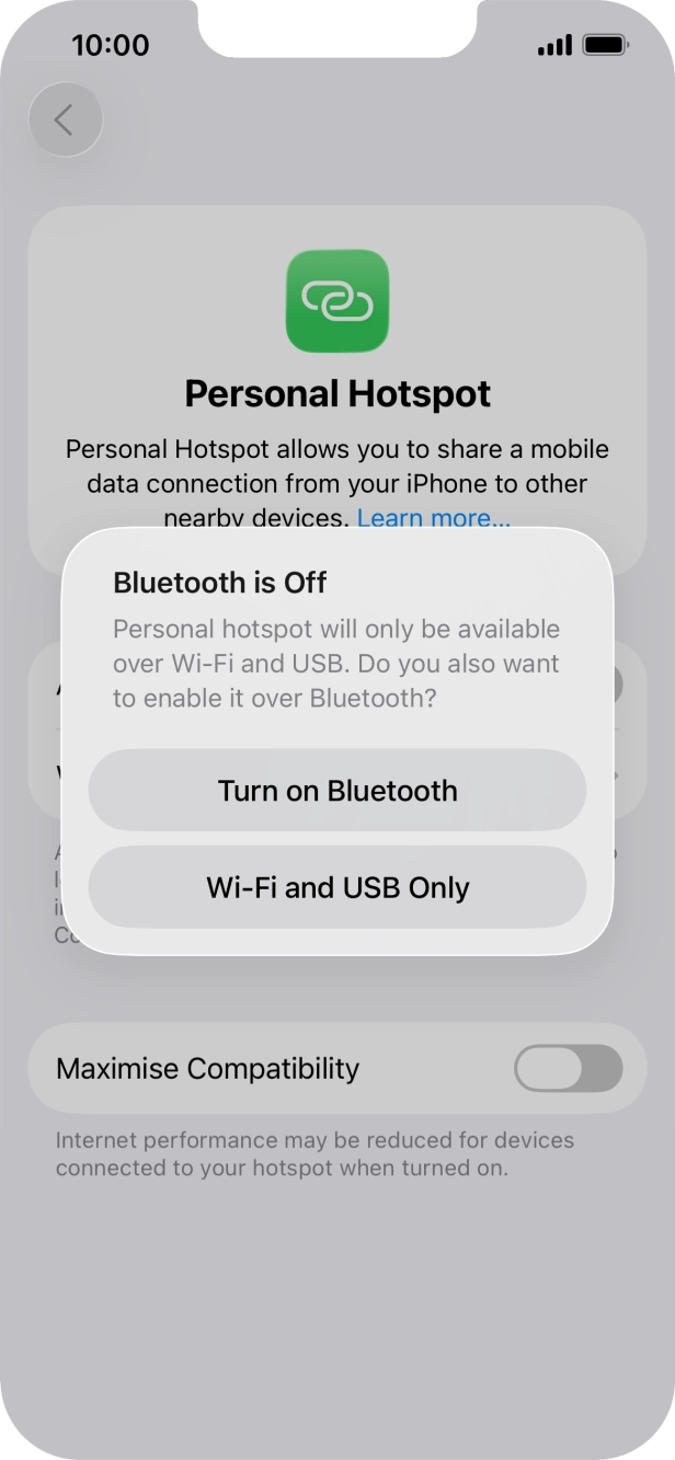 If WiFi is turned on, press Wi-Fi and USB Only.