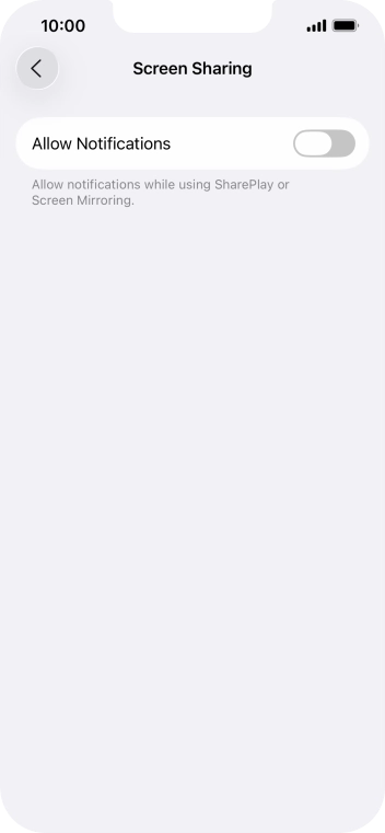 Press the indicator next to 'Allow Notifications' to turn the function on or off.