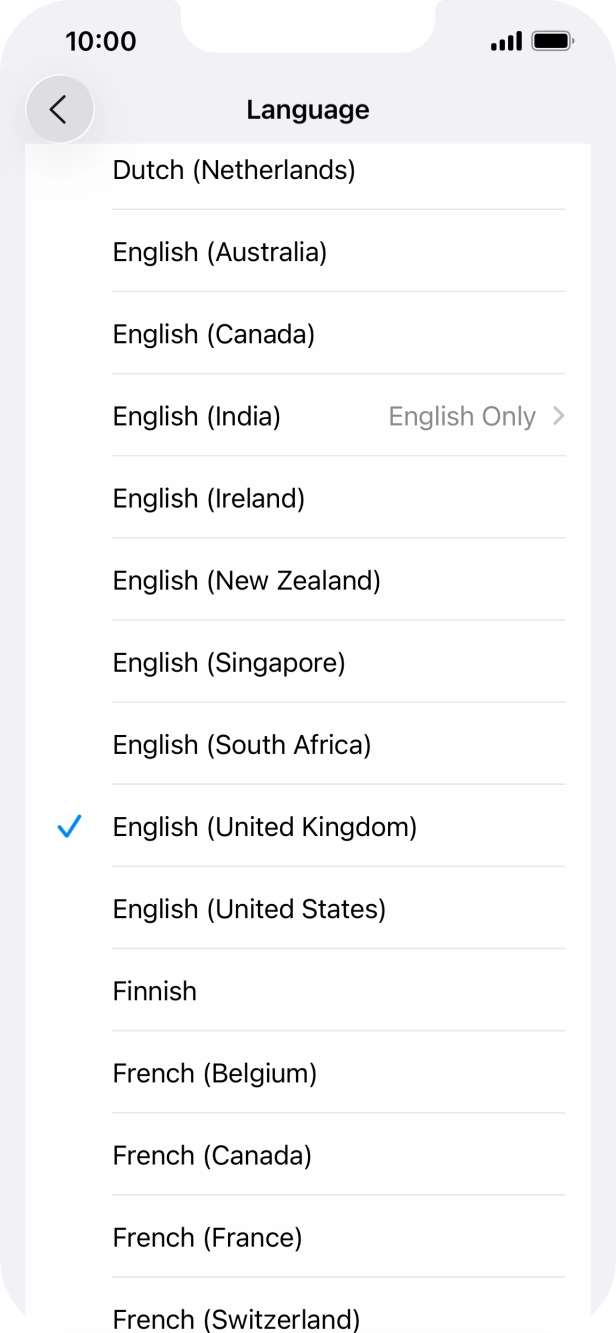 Press the required language. Press the required language.