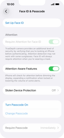 Press Turn Passcode On and key in a lock code of your own choice twice.