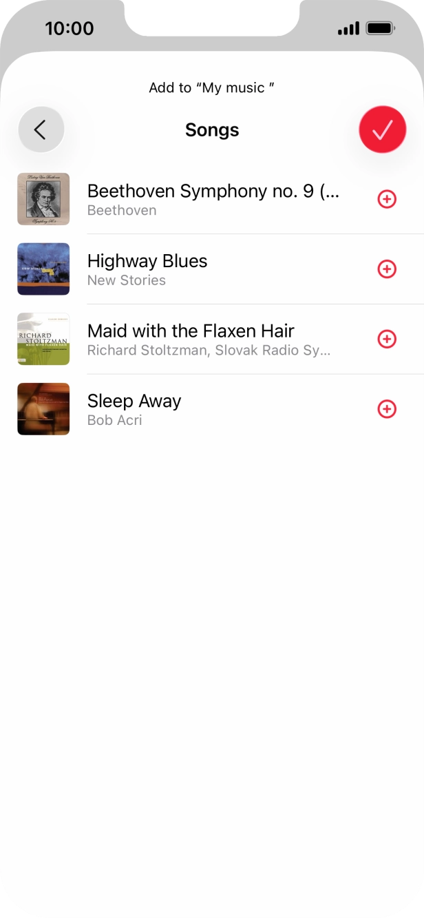 Go to the required category and press the add icon next to the required audio file. Go to the required category and press the add icon next to the required audio file.