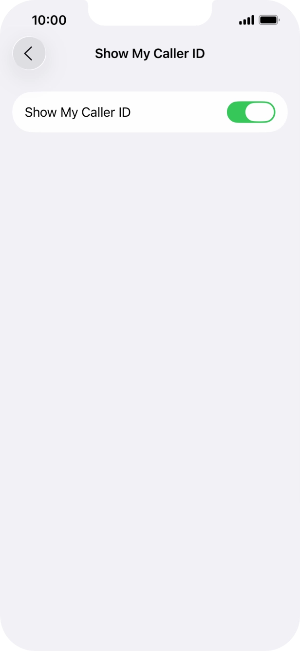 Press the indicator next to 'Show My Caller ID' to turn the function on or off.