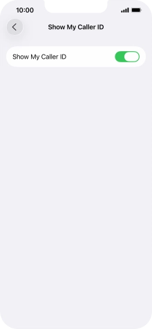 Press the indicator next to 'Show My Caller ID' to turn the function on or off.