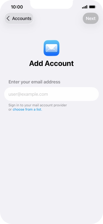 Press the field below 'Enter your email address' and key in your email address.