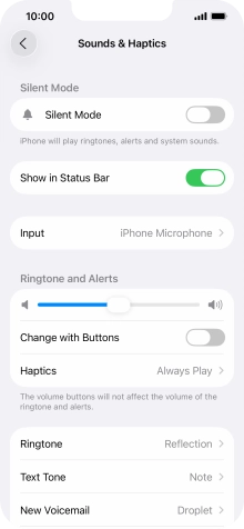 Press the indicator next to 'Silent Mode' to turn the function on or off.