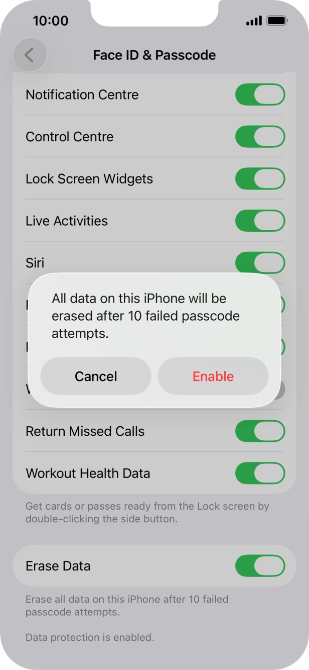 If you turn on the function, press Enable. If you turn on the function, press Enable.