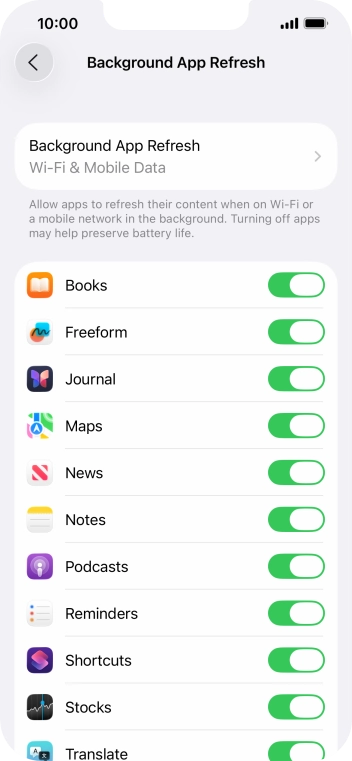 Press Background App Refresh. Press Background App Refresh.