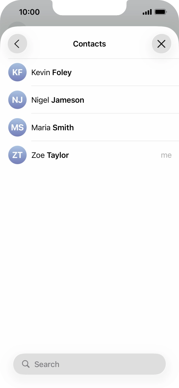Press the required contact. Press the required contact.