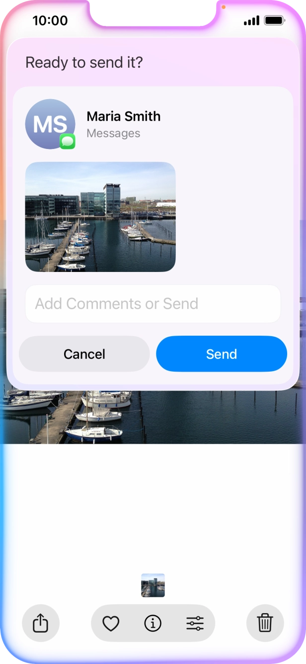 Ask Siri to share the screen content with your contacts. Ask Siri to share the screen content with your contacts.