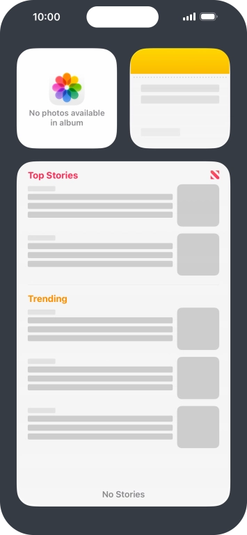 Slide your finger up or down on the screen to see more widgets. Slide your finger up or down on the screen to see more widgets.