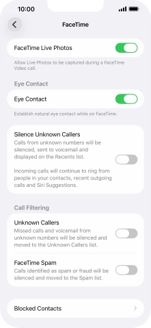Press the indicator next to 'FaceTime Live Photos' to turn the function on or off.