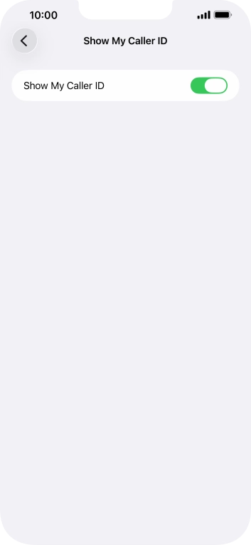 Press the indicator next to 'Show My Caller ID' to turn the function on or off.