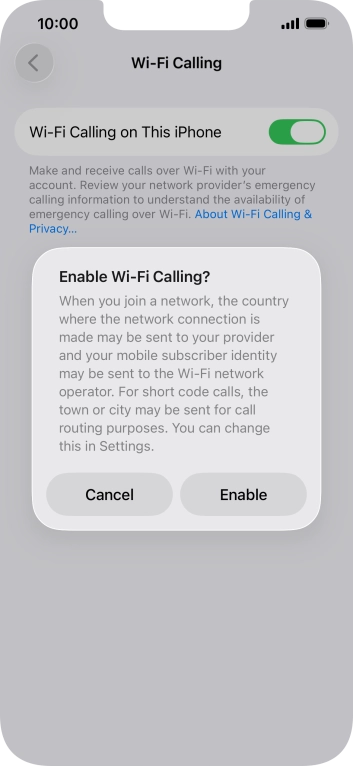 If you turn on the function, press Enable. If you turn on the function, press Enable.