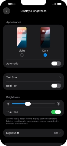 Press the indicator next to 'Automatic' to turn the function on or off. Press the indicator next to 'Automatic' to turn the function on or off.