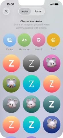Press the required category and follow the instructions on the screen to select and save the required picture to your Contact Poster.
